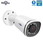Hiseeu 4K 8MP Câmera IP POE de Metal à Prova D'água com Áudio Câmera CCTV com Slot para Cartão Detecção de Movimento ONVIF H.265