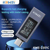 KWS-2301C Type-C Tester DC 4-30V Voltmeter Amperimetor Voltage Current Meter Ammeter Detector Power Bank Charger Indicator