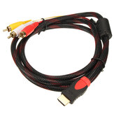 1.5M 5Ft HD Male to 3 RCA Video Audio AV Cable Cord Adapter for TV DVD 1080P PS3 Xbox