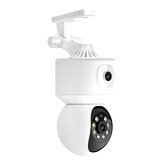 ESCAM QF010 2x2MP كاميرا IP لاسلكية مقاومة للماء مع تخزين سحابي يتميز بعدستين وتكبير رؤية ليلية بالصوت ثنائي الاتجاه للكشف عن الحركة بزاوية بانورامية / إمالة