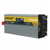 Excellway 1000-6000W (Spitze) Kfz-Wechselrichter 220V 60Hz DC 12V / 24V Wandler mit LCD-Display Dual-AC-Ausgänge Dual-USB-Autoladegerät für Auto-Heim-Laptop-LKW