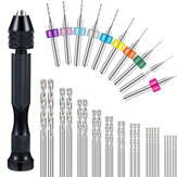 Drillpro 36 Pieces Hand Drill Set Include Pin Vise Hand Drill Mini Drills and 0.5-3.0mm HSS Drills and 0.3-1.2mm PCB Drill for Craft Carving DIY