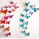 12 Peças de adesivos de borboletas 3D estereoscópicas para decoração de sala de estar, casa, decalque de mural de arte de parede DIY.