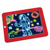Tavoletta da disegno 3D a LED per arte creativa in plastica con penna pennello per bambini Clip-board Set regalo - rosso