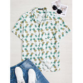 Mens Summer Pineapple Printed Breathable Casual Shirts