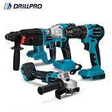 Juego de herramientas Drillpro 1 con llave eléctrica de 800N.m, martillo, taladro eléctrico, amoladora angular con/sin batería