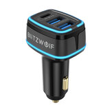 Blitzwolf® BW-SD7 80W 3-Port USB PD Car Charger Adapter 20W USB-C PD QC4.0 Dual 30W QC3.0 Support AFC FCP SCP PPS Fast Charging With Blue LED