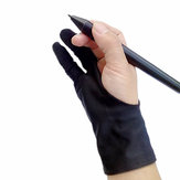 Guante protector para artistas en tabletas gráficas negras. Guante anti-suciedad de 2 dedos, disponible para mano derecha e izquierda.