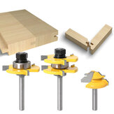 3Pcs 6mm 1/4 Shank Tongue & Grooving Joint Router Bit 45 Degree Lock Miter Router Set Stock Wood Cutting