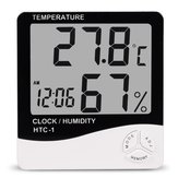 HTC-1 digitális LCD elektronikus ébresztőóra hőmérő higrométeres időjárás állomás beltéri szobai asztal 