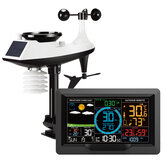 AGSIVO Bezprzewodowa stacja pogodowa Zegar budzik Termometr Hygrometr z czujnikiem zewnętrznym / Prognoza pogody / Temperatura / Ciśnienie powietrza / Wilgotność / Wskaźnik wiatru / Miernik deszczu / Faza księżyca