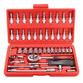 46Pcs 1/4inch Car Repair Socket Tools Set Spanner Ratchet Wrench Kit Hand Tools