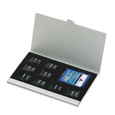 Almacenamiento de tarjeta de memoria Caso Soporte de almacenamiento portátil Caja Aleación de aluminio 9 ranuras Caja Protector Caja para tarjeta SD TF
