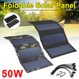 Foldable Waterproof 50W 5V with 10 in 1 USB Cable Solar Panel Sun Power Solar Cells Bank Pack for Phone Backpack