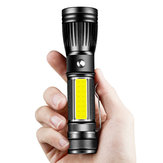 Shenyu A-GT01 T6/L8 Torcia zoomable ricaricabile a doppia luce USB COB + LED