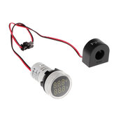 3 pcs Cahaya Putih 2in1 22mm AC50-500V 0-100A Ampere Voltmeter Ammeter Meter Arus Tegangan Dengan CT Au23