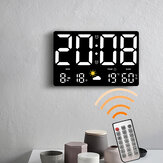 Relógio digital grande AGSIVO com alarme Grande display LED com controle remoto / Brilho automático / Temperatura interna / Umidade / Data / Semana / 12/24H Para casa, escritório, sala de aula