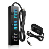 ELE 5V Hub USB 3.0 alimenté 2 A 10 ports de charge avec adaptateur secteur interrupteurs marche/arrêt 
