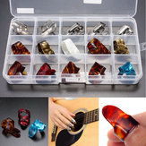 15 peças de palhetas para guitarra multicoloridas, em aço inoxidável e celuloide, para dedos e polegar, com estojo