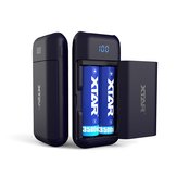 XTAR PB2 Rapid Smart Phone Power Bank & Hidden LCD Display 18650 Battery Charger 2Slots USB Cable
