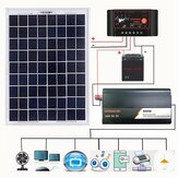 12V/24V DIY Solar-System-Kit mit Soalr-Laderegler, 18V 20W Solarpanel und 800W Solar-Wechselrichter.