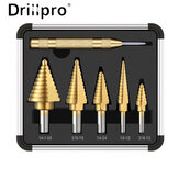 Conjunto de Broca HSS 4241 com Revestimento em Titânio Premium Drillpro 6PCS com Design Centralizado em Aço de Alta Velocidade Ideal para Marcenaria e Melhoria da Casa. Conjunto Variado (de 1/8