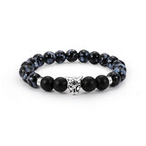 Fashion Men's Beads Bracelet Leopard Charm Natural Stone Adjustable Bracelets 