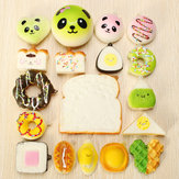 18PCS Zufall Squishy Panda Sandwich Toast Brötchen Donuts Squishy Soft Cell Phone Straps