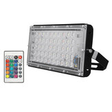 Holofote RGB LED de 50W com 50 LEDs à prova d'água IP65 para exteriores com suporte de controle remoto AC220 ~ 240V