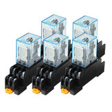 5 PCS 12V DC Coil Power Relay LY2NJ DPDT 8 Pin HH62P JQX-13F With Socket Base Power Relay