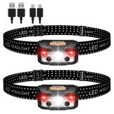 SGODDE 2PCS Pięć trybów indukcyjnych czołowa lampa smart sensor USB ładowalna IPX65 wodoodporna super jasne oświetlenie rowerowe na zewnątrz