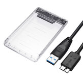 2.5inch 5Gbps USB 3.0 to SATA Hard Drive Enclosure Transparent HDD SSD Hard Disk Case for 7-9.5mm Hard Drive