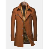 Lenço de lã estilo britânico masculino com colarinho de comprimento médio e casaco quente