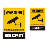 2 pièces/lot ESCAM 12x18cm 10x14.5cm surveillance caméra de sécurité CCTV étanche panneau d'avertissement autocollant