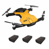 Wingsland S6 WiFi FPV com câmera 4K UHD, evasão compreensiva de obstáculos, drone de bolso amarelo para selfies com três baterias