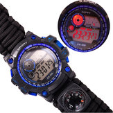 7 in 1 Survival Watch Camping Multifunktionaler Kompass Datum Alarm Paracord Armband LED Hintergrundbeleuchtung Gadget EDC Tool