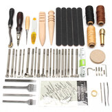 59Pcs Mano de Artesanía de Cuero herramientas Kit de Costura a Mano / Juego de Estampado de Costura