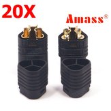 20 Pairs Amass MT60 Three-hole Plug Connector Black Male & Female