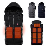 TENGOO 9 Alan Isıtma Ceketleri Unisex 3-Gears Isıtmalı Yelek Kaban USB Elektrikli Termal Giyim Kapşonlu Yelek Kış Outdoor Sıcak Giyim