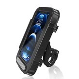Soporte de teléfono con espejo retrovisor y bolsa impermeable con pantalla táctil para bicicleta o motocicleta