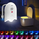 Veilleuse automatique de toilette avec détecteur de mouvement, 16 couleurs, lampe aromatique rechargeable pour cuvette de toilettes avec tablettes d'aromathérapie