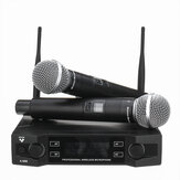 EPXCM A-666 Sistema de micrófono inalámbrico UHF de 2 canales con micrófono de mano Cardioid para karaoke, discursos y fiestas