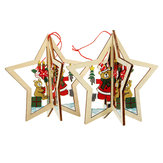 2PCS Stella di legno a cinque punte per Natale. Accessori per albero di Natale