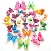 12PCS 7 Couleurs 3D Papillon Autocollant Mural Aimant Réfrigérateur Décoration de Maison Art Appliqué