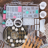 151 قطعة قالب سيليكون راتنج سيليكون راتنج مجموعة أدوات صب الراتنج لصنع المجوهرات DIY