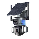 4K 8МП 4G Солнечная Параобъективная Беспроводная Камера безопасности PTZ Cam с двусторонним интеркомом PIR-датчиком обнаружения движения Автоматическое отслеживание Ночное видение IP66 20000mAh Домашняя безопасность IP-камеры EU Plug