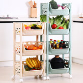 3/4 Tier Kitchen Vegetables Storage Trolley Cart Shelf Wheels Room Rack Stand