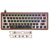 [Versão de case de madeira] Kit de teclado SKYLOONG GK61X GK61XS RGB com fio e bluetooth em modo duplo, placa de montagem 60% substituível a quente personalizada
