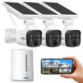 Hiseeu Wireless Security Camera System Outdoor 2K Solar Camera Wire-Free Battery Powered Home Camera 2-Wege-Audio-PIR-Erkennung IP66 Wasserdicht Arbeit mit Alexa