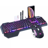 Tastiera da gioco K618 con illuminazione RGB a 104 tasti via USB e set di mouse da gioco LED a 2400DPI